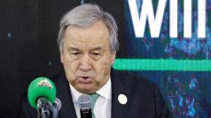 Generální tajemník OSN Antonio Guterres během svého projevu k účastníkům klimatické konference COP27 v egyptském Šarm aš-Šajchu