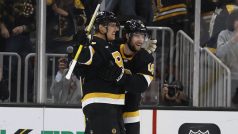 Hokejisté Bostonu se radují z vítězství nad Detroitem
