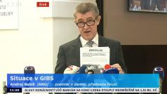 Premiér v demisi Andrej Babiš z hnutí ANO během tiskové konference k situaci kolem generální inspekce citoval z loňského textu serveru iROZHLAS.cz