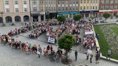 Demonstranti v centru Hradce Králové