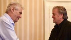 Český prezident Miloš Zeman v Lánech přivítal Steva Bannona