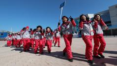 Nástup olympijských dobrovolníků v jihokorejském Pchjongčchangu.
