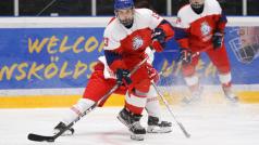 Čeští hokejisté do 18 let při zápase s Běloruskem.