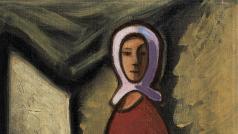 Žena s košem, olej na plátně od Josefa Čapka. (Výřez)