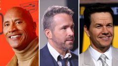 Zleva herci Dwayne „The Rock“ Johnson, Ryan Reynolds a Mark Wahlberg