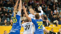 České házenkářky při zápase proti Švédsku