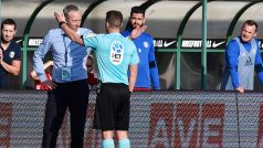 Olomoucký trenér Jílek byl během zápasu v Jablonci rozhodčím vykázán na tribunu.