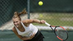 Petra Kvitová při tréninku před začátkem Wimbledonu