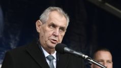 Prezident Zeman při proslovu na Hradčanském náměstí