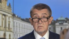 Premiér Andrej Babiš (ANO) na tiskové konferenci