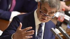 Premiér Andrej Babiš při projevu před poslanci