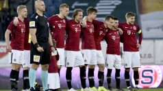 Fotbalisté pražské Sparty během penaltového rozstřelu