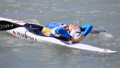 Amálie Hilgertová po vítězství na mistrovství Evropy ve vodním slalomu.