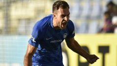 Michael Rabušic z Liberce se raduje z hattricku.