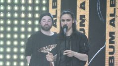 Zpěvačka Lenka Dusilová při přebírání ceny Anděl za album roku.