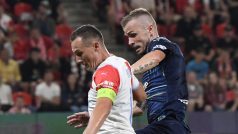 Zleva Jan Bořil ze Slavie a Stanislav Hofmann ze Slovácka