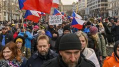 Demonstrace odpůrců očkování proti koronaviru