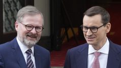 Premiéři Česka a Polska Petr Fiala a Mateusz Morawiecki ve Varšavě