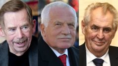 Prezidenti České republiky: Václav Havel, Václav Klaus a Miloš Zeman