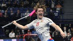 Filip Langer oslavuje vstřelenou branku za českou reprezentaci