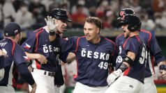 Čeští baseballisté se radují z vítězství nad Čínou