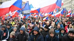 Demonstrace proti chudobě na Václavském náměstí 11. března