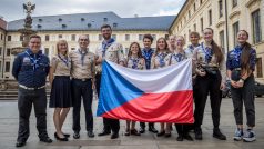 Část českých skautů před odletem na celovětsové setkání do Jižní Koreji přijal na Hradě prezident Petr Pavel