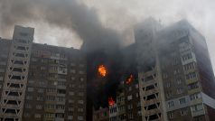 Následky ruského raketového útoku v Kyjevě