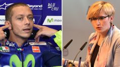 Italský závodník Valentino Rossi a česká ministryně pro místní rozvoj Karla Šlechtová. (koláž iROZHLAS.cz)