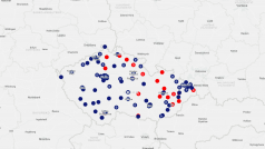 Mapa odběrových míst v Česku