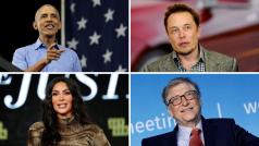 Twitterové účty Baracka Obamy (vlevo nahoře), Elona Muska (vpravo nahoře), Kim Kardashianové Westové a Billa Gatese napadli podvodníci