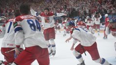 Radost českých hokejistů po konci zápasu