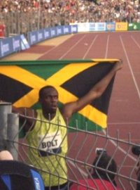 Usain Bolt po vítězné stovce