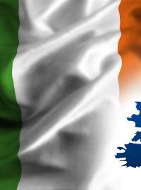 Vlajka Irské republiky s mapou