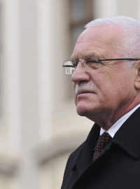 Prezident Václav Klaus na Hradčanském náměstí