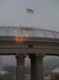 Protesty podnikatelů v Kyjevě.