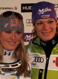 Američanka Lindsey Vonnová a Němka Maria Rieschová na mistrovství světa v Německu