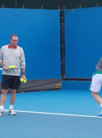 Andy Murray a Ivan Lendl při tréninku na Australian Open