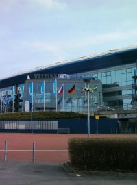 Veltins Arena v Gelsenkirchenu, dějiště odvetného duelu mezi Schalke 04 a Viktorií Plzeň