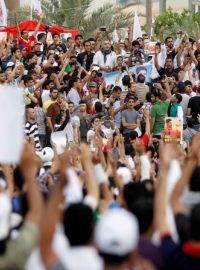 Lidé ve městě Sanabis protestují proti věznění aktivisty Abd al-Hádí Chavádžího
