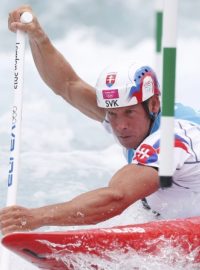 Slovakia&#039;s Michal Martikan  competes in the men&#039;s canoe single (C1) semifinals at Lee Valley White Water Centre during the London  2012 Olympic Games July 31, 2012