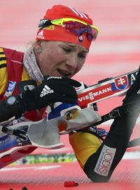 Mistrovství světa v biatlonu, 9. února, Nové Město na Moravě, sprint žen na 7,5 kilometru. Na snímku je Anastasia Kuzminová ze Slovensnka.
