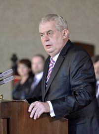 Miloš Zeman vystoupil s projevem, poté co složil na Pražském hradě prezidentský slib