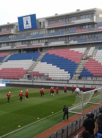 Česká reprezentace na stadionu Sigmy Olomouc