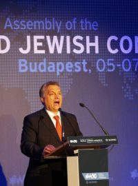 Maďarský premiér Viktor Orbán na Světovém Židovském kongresu v Budapešti