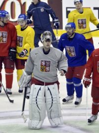 Česká hokejová reprezentace během tréninku na mistrovství světa (Ilustrační foto)
