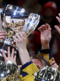 Švédští hokejisté slaví titul mistrů světa pro rok 2013