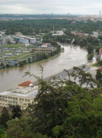 Praha, povodně 4. června. Podbaba, Císařský ostrov a Stromovka