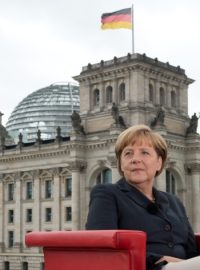 Německá kancléřka Angela Merkelová na tradičním letním interview pro televizi ARD v Berlíně
