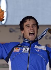 Mistrovství světa ve vodním slalomu 14. září v Praze, finále K1, muži. Vavřinec Hradilek z ČR se zlatou medailí